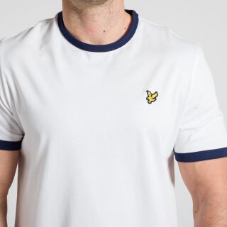Ringer T-Shirt - weiß/navy blau