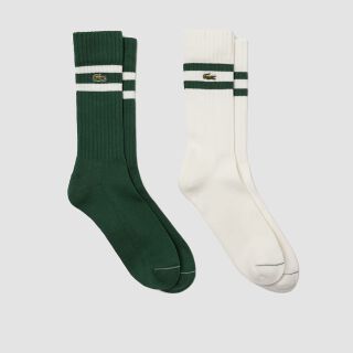 Stripe Socken 2er-Pack - gr&uuml;n/wei&szlig; - 43-46